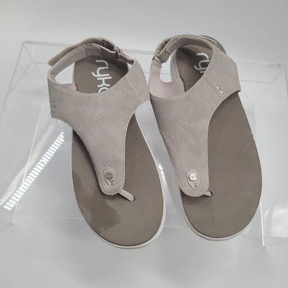 Ryka Shoes - Ryka Womens Margo Cloud Grey  T-Strap Sandals‎ Size 9.5M